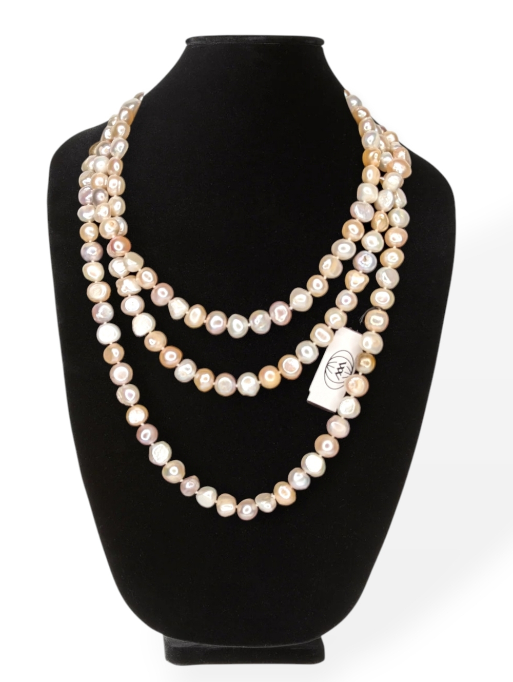 Colleen Lopez Large Pearls Necklace Baroque Multi Pastels Long Strand Freshwater